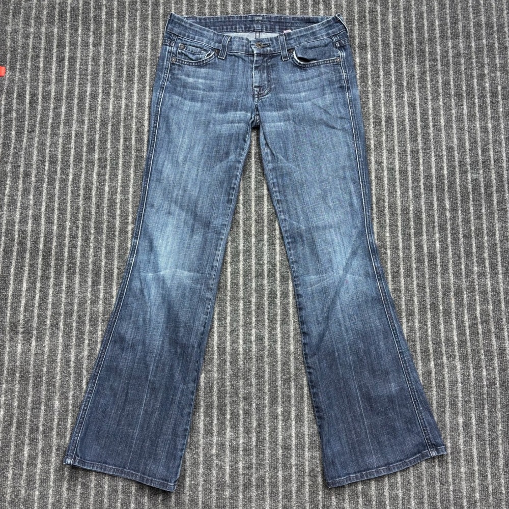 7 For All Mankind Womens A-Pocket Lexie Petite Jeans 26 Blue Flare Stretch Denim